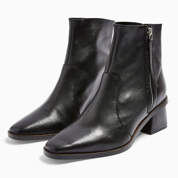 NWOT* TOPSHOP Margot Point Toe Leather Boots Size 9.5 - Picture 4 of 16